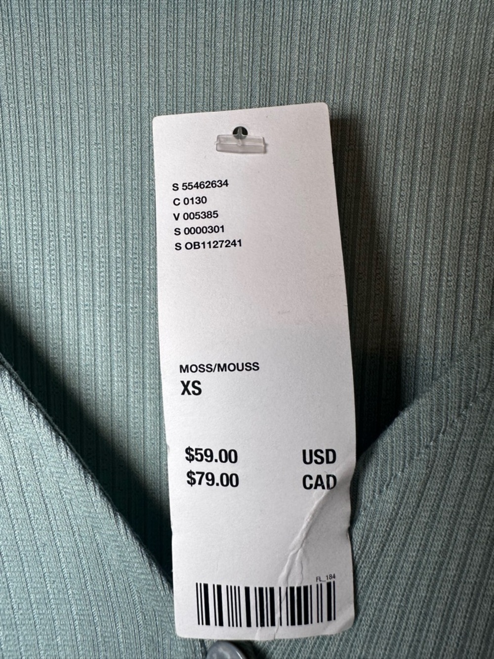 Urban Outfitters Ribbed Dress | NWT | Deep V Button Front | Moss Green | XS - Picture 3 of 3
